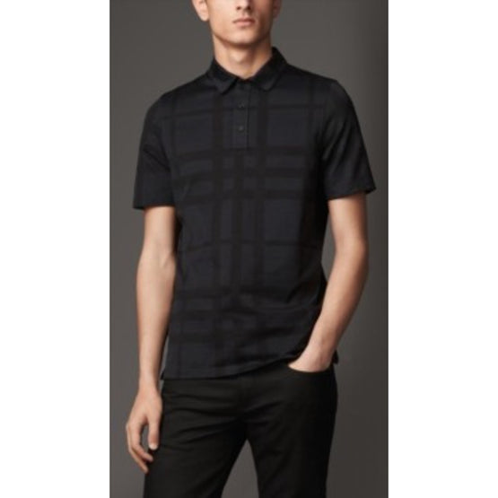 체크 코튼 폴로셔츠 블랙 체크