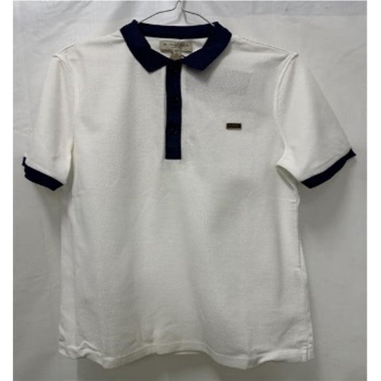 머서라이즈드 코튼 폴로셔츠 화이트/네이비