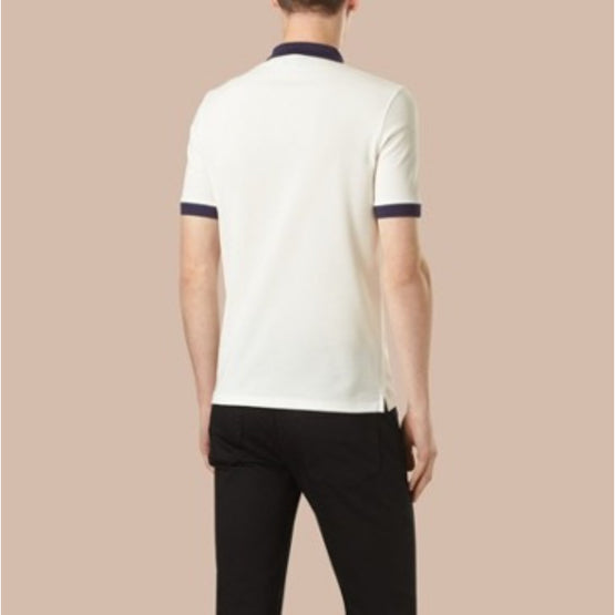 머서라이즈드 코튼 폴로셔츠 화이트/네이비