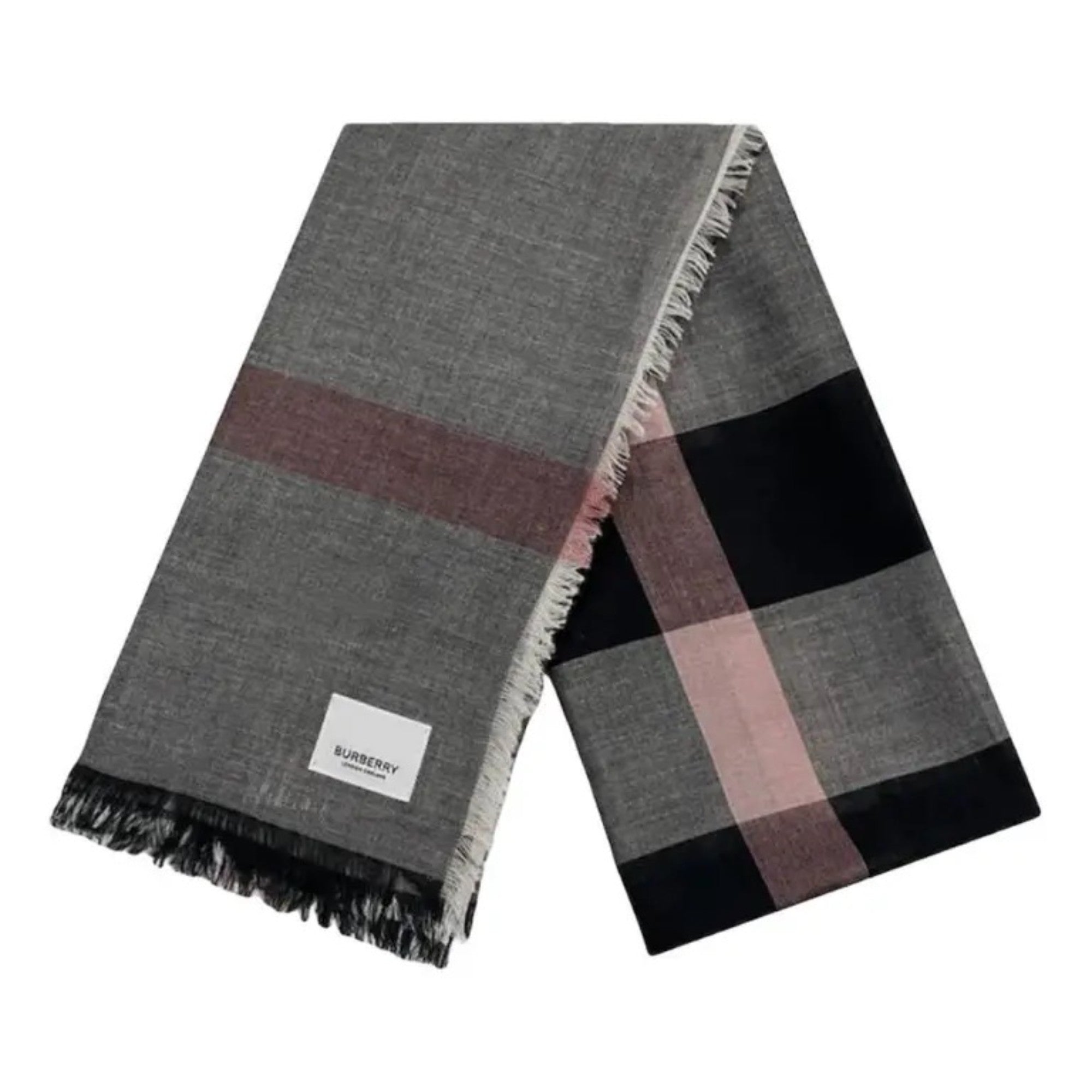 체크 모달 울 스카프 다크 트렌치