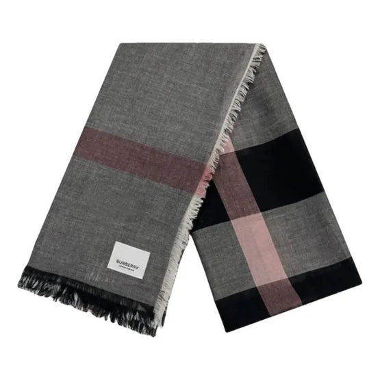 체크 모달 울 스카프 다크 트렌치