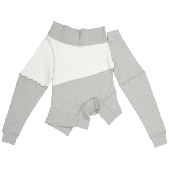 스컬프처 슬리브 심 디테일 스웨트셔츠 그레이 멜란지