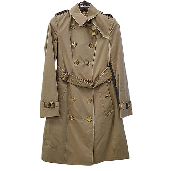 골드 버튼 코튼 개버딘 트렌치코트 허니