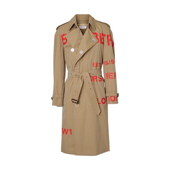 호스페리 프린트 코튼 개버딘 트렌치코트 허니