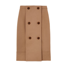버튼 패널 디테일 울 캐시미어 에이라인 스커트 카멜