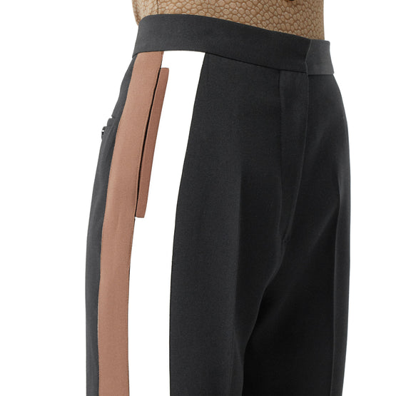 스트라이프 디테일 울 테일러드 팬츠 블랙