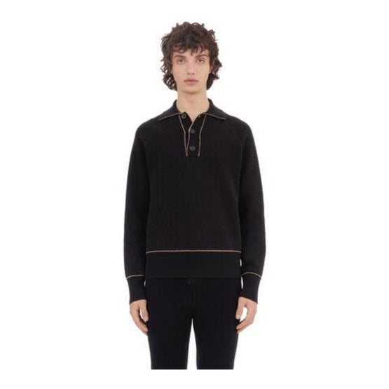 Long sleeves Polo-neck (BLACK-BEIGE)