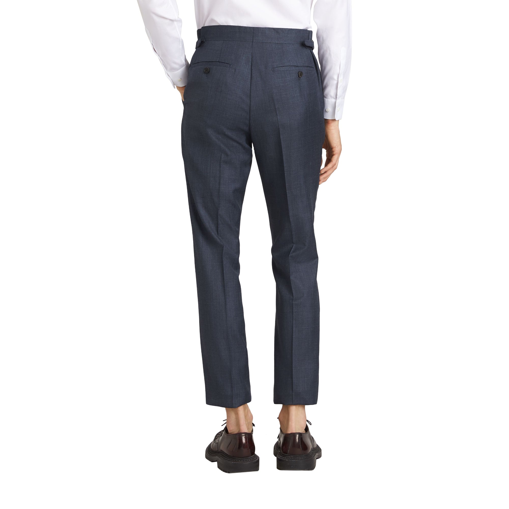 슬림핏 울 실크 리넨 수트 브라이트 네이비