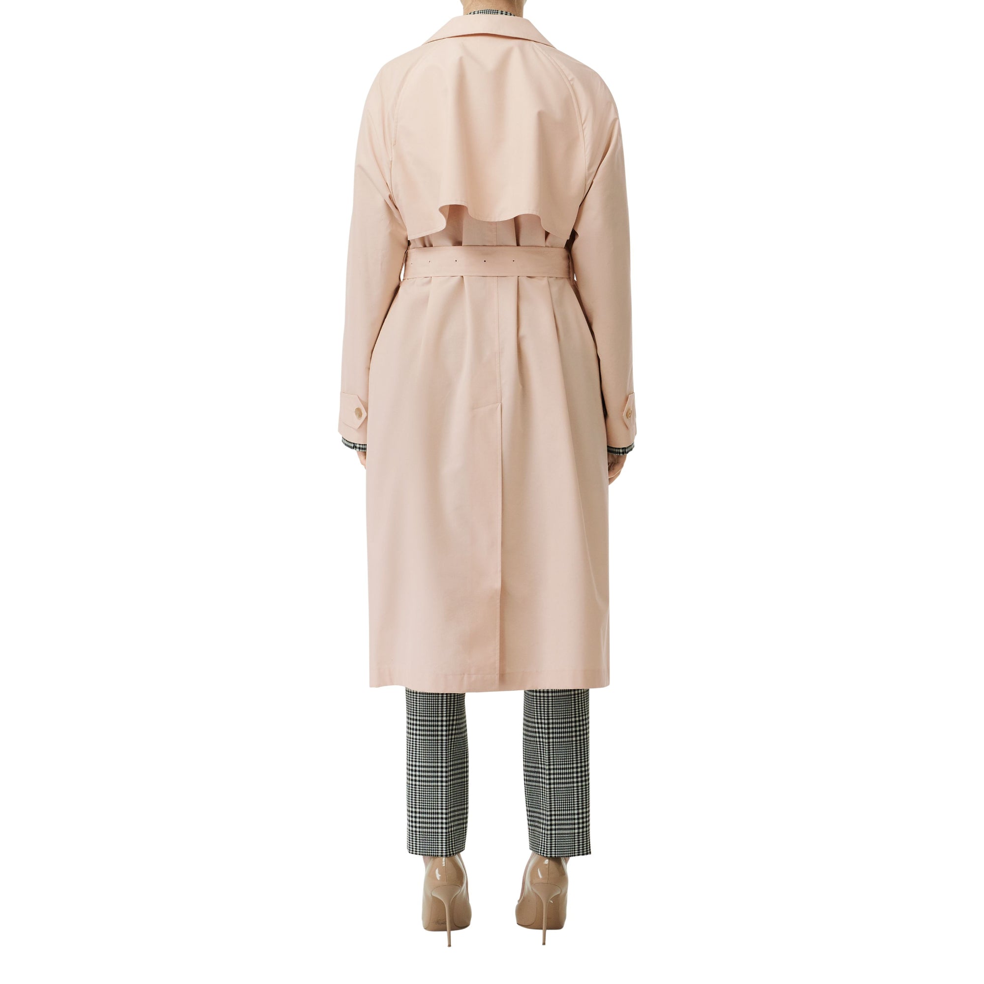 벨트 코튼 실크 카 코트 초크 핑크