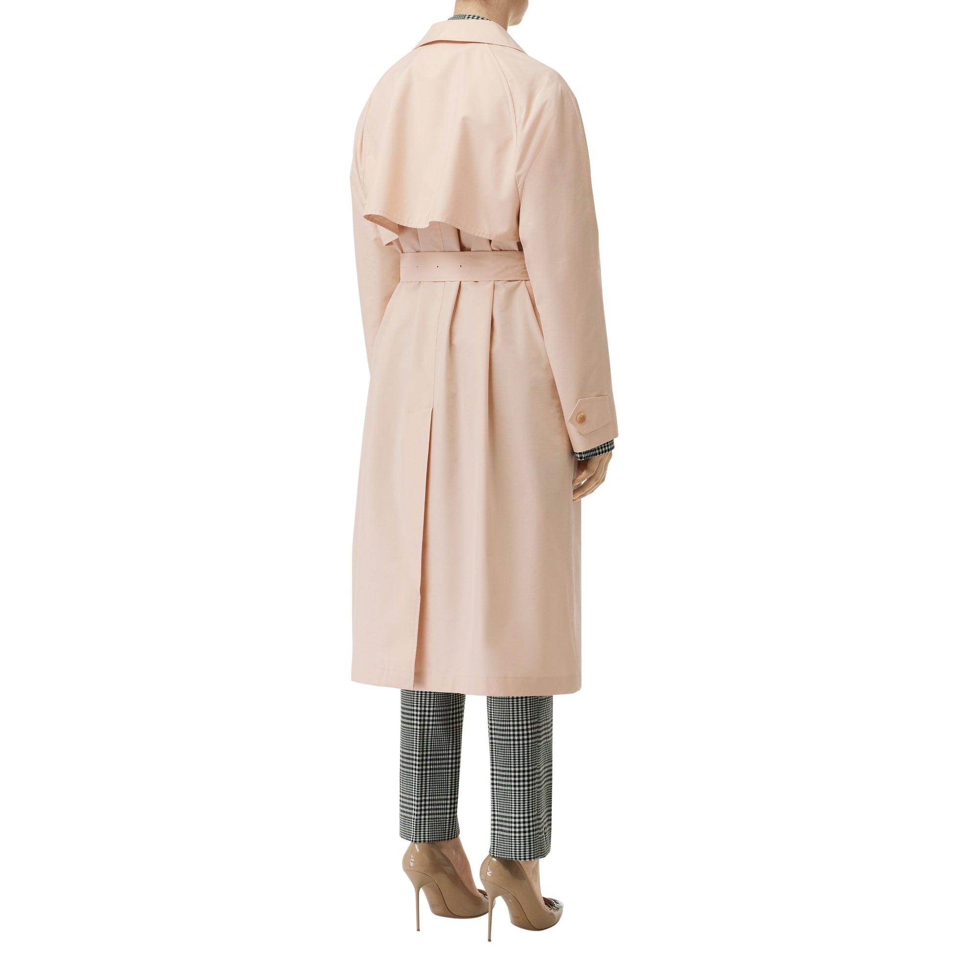 벨트 코튼 실크 카 코트 초크 핑크