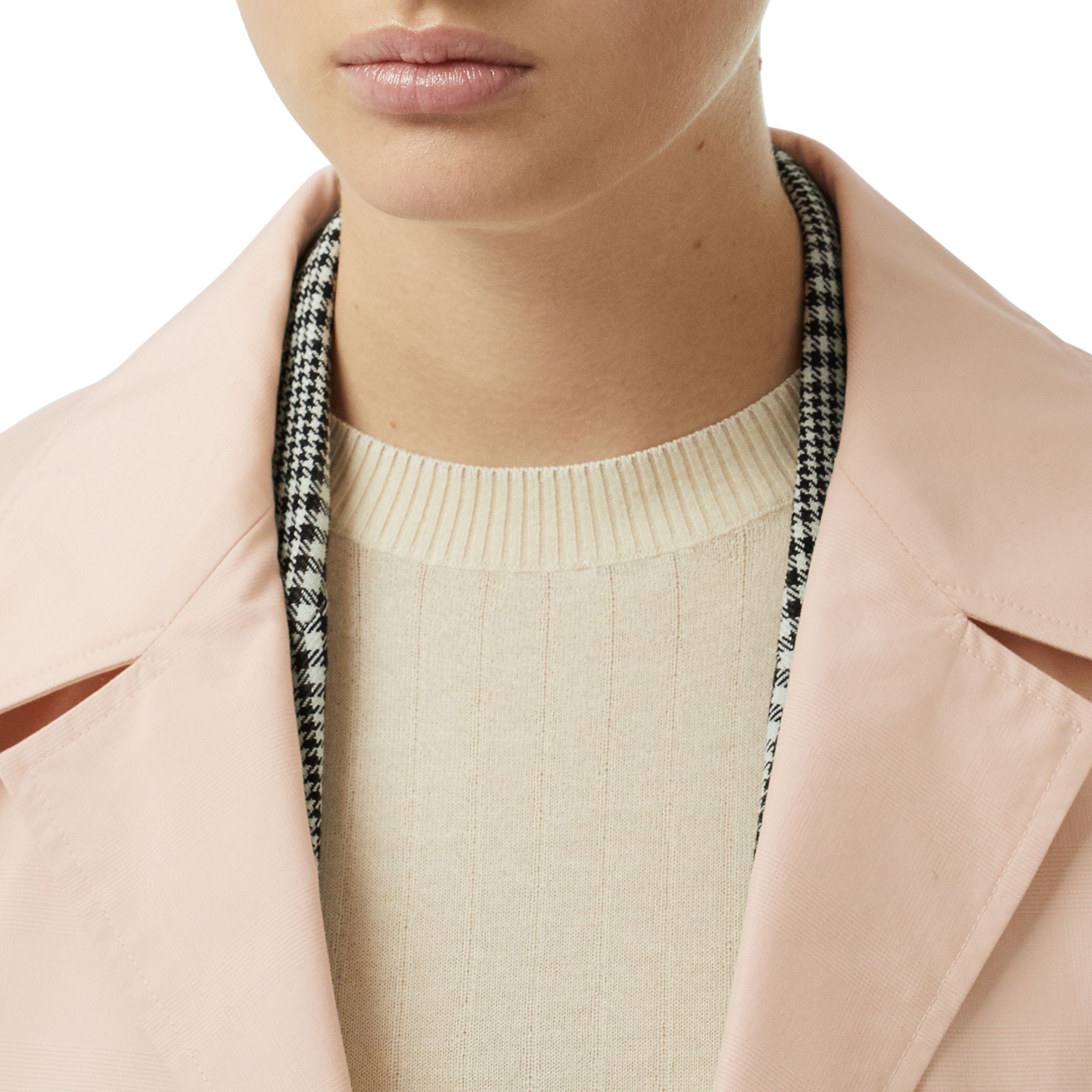 벨트 코튼 실크 카 코트 초크 핑크