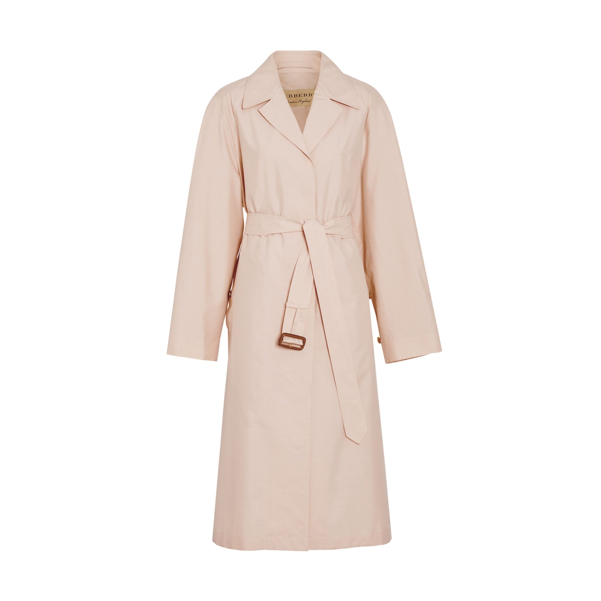 벨트 코튼 실크 카 코트 초크 핑크