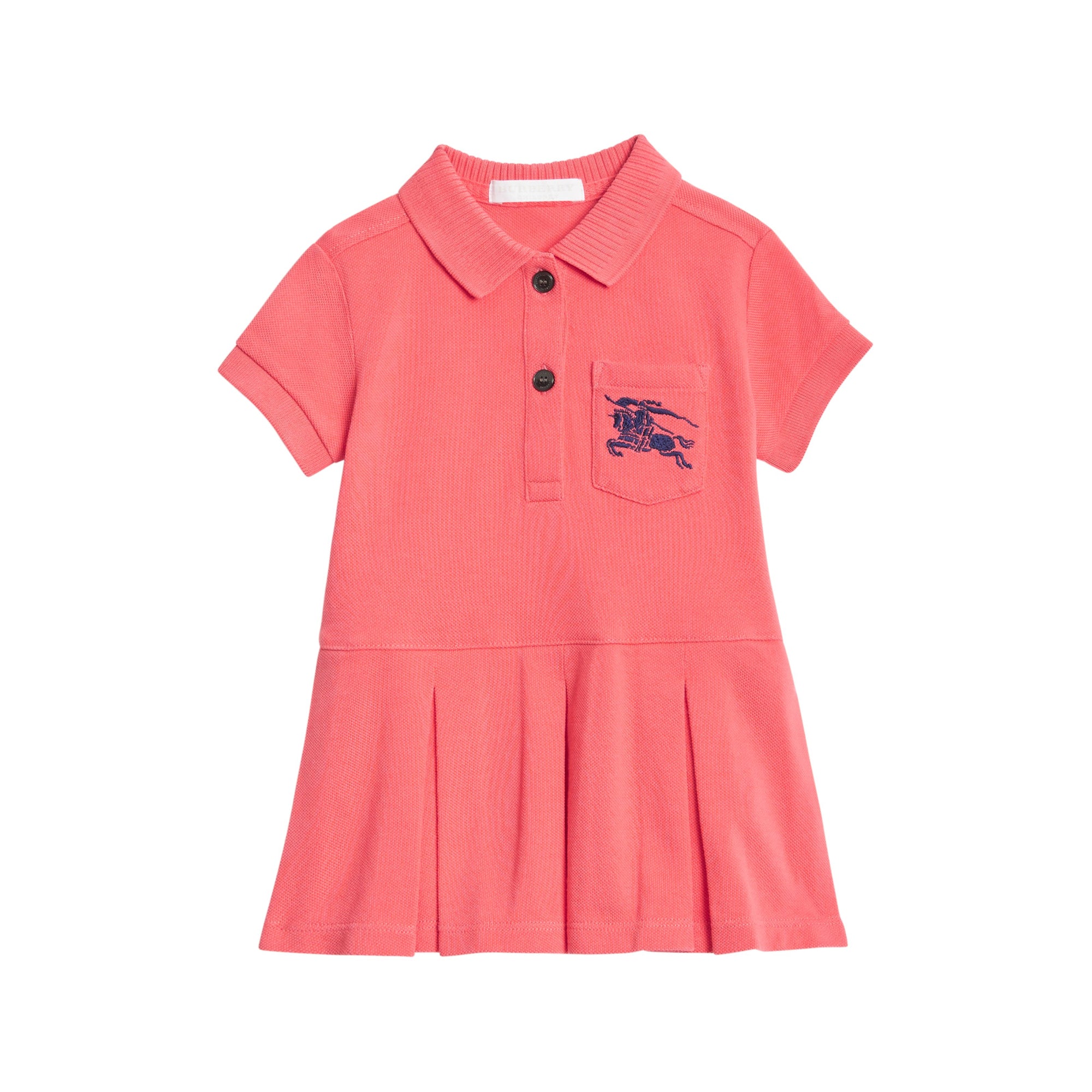 EKD 로고 코튼 폴로 드레스 브라이트 핑크
