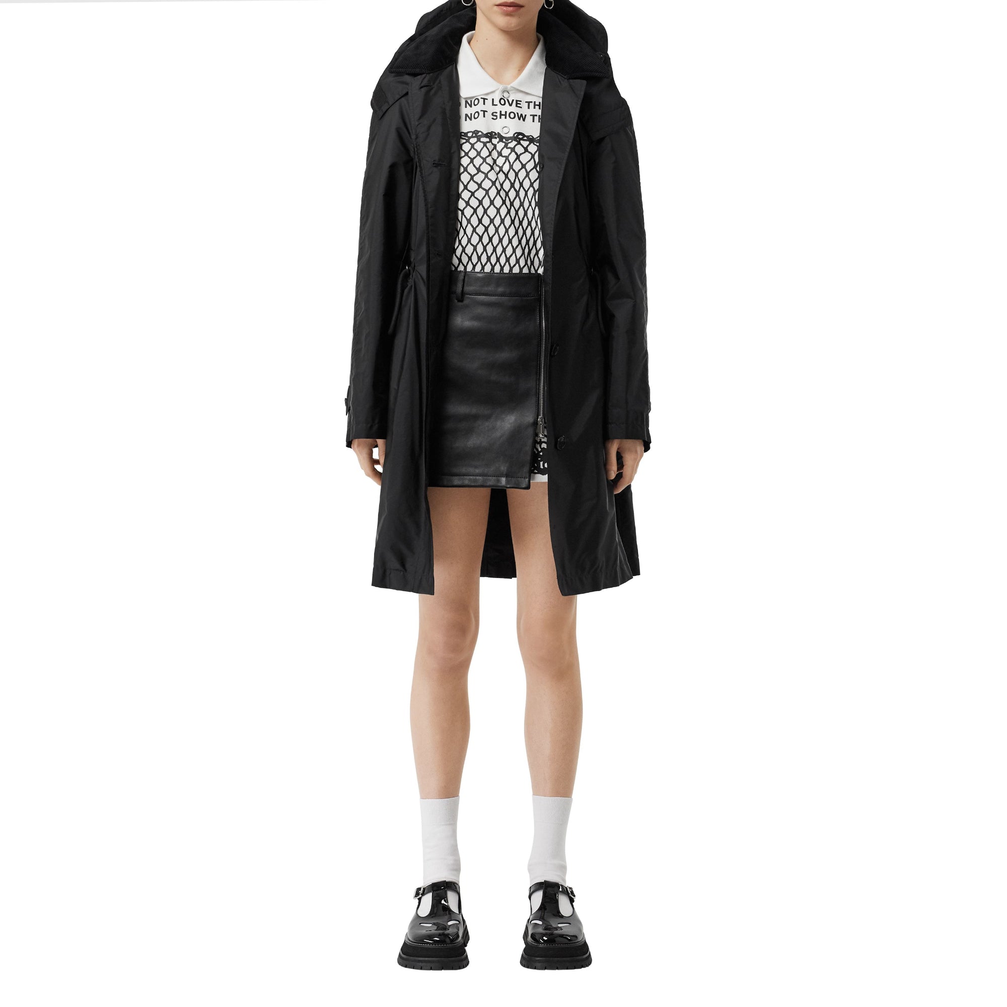 디태처블 후드 태피터 파카 블랙