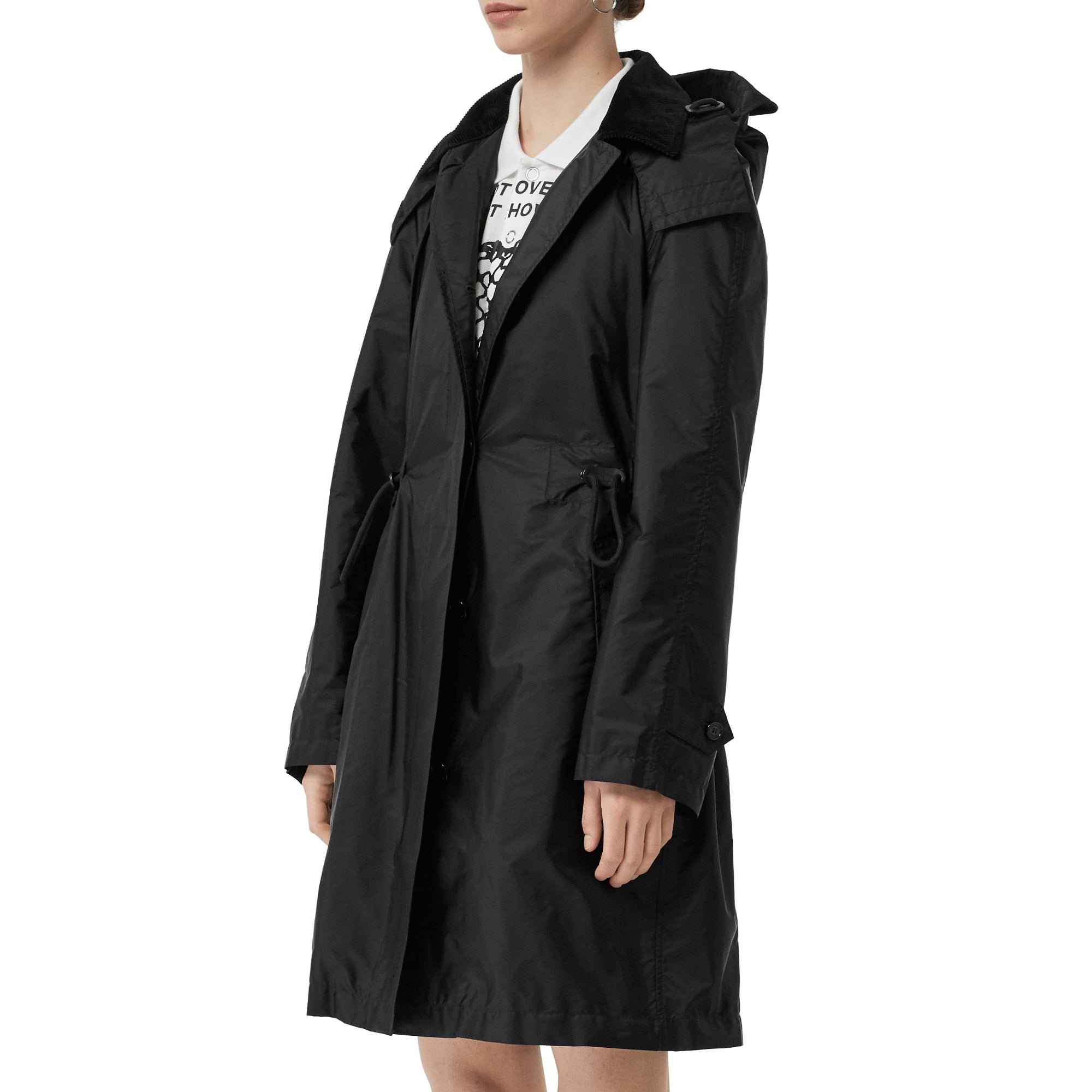 디태처블 후드 태피터 파카 블랙