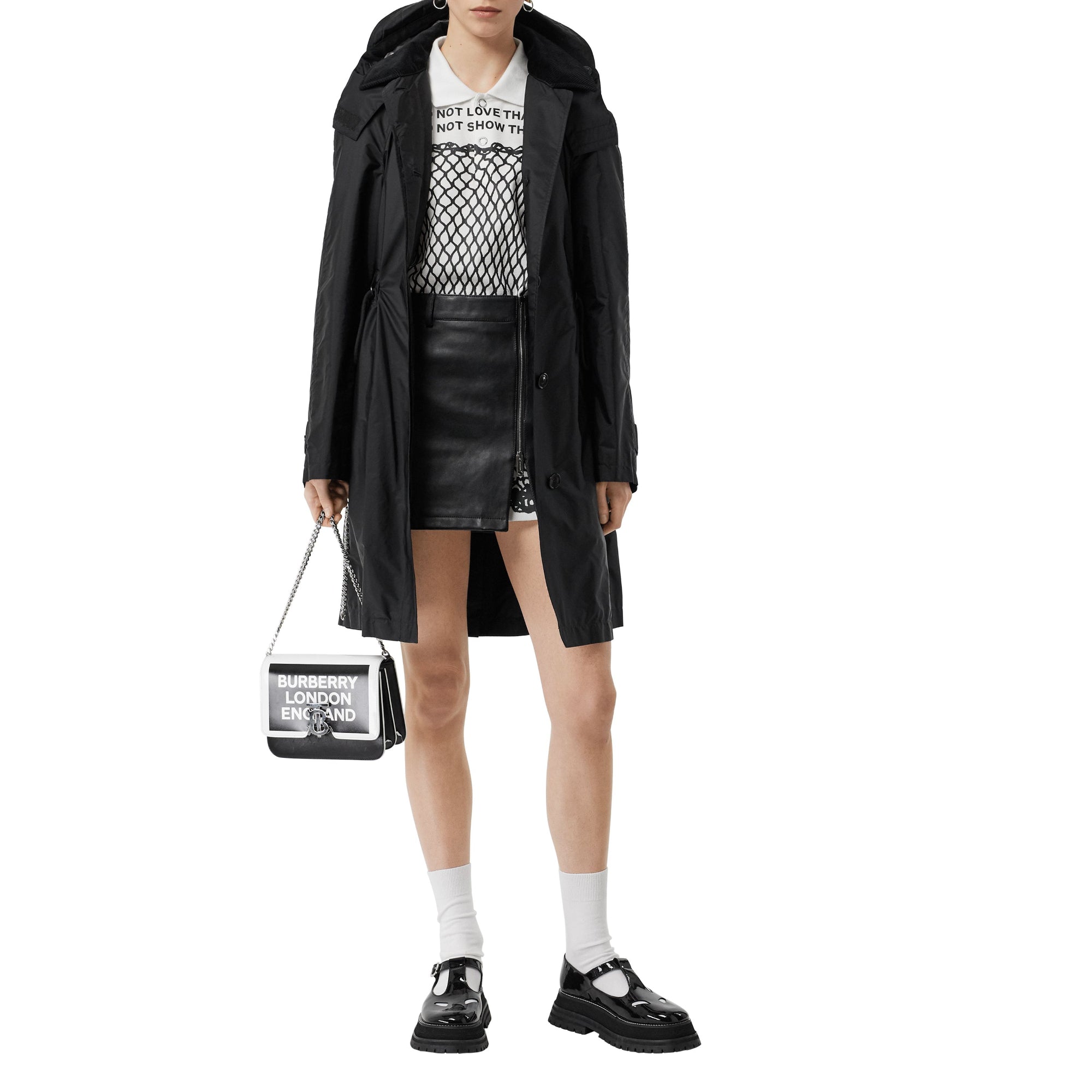 디태처블 후드 태피터 파카 블랙