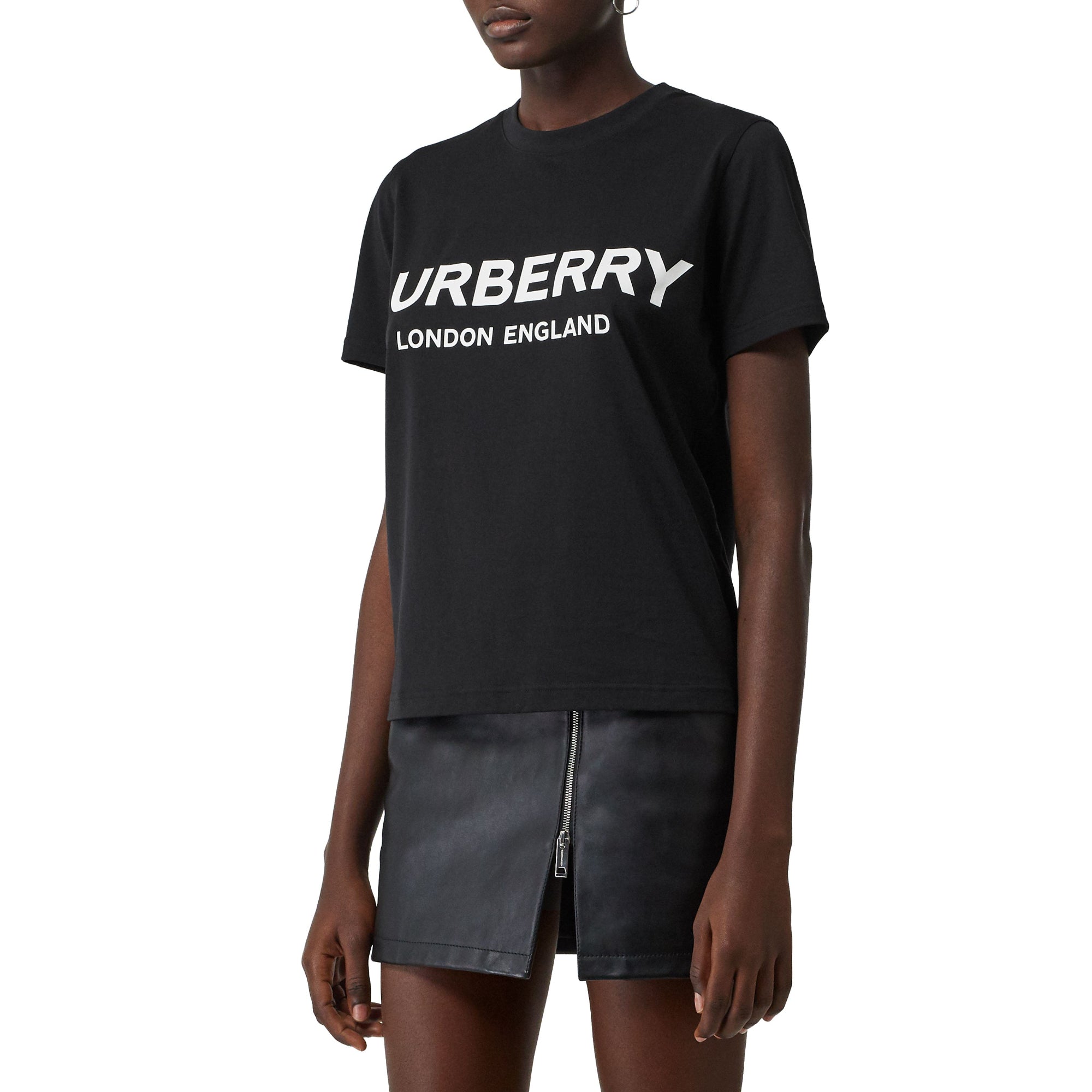 로고 프린트 코튼 티셔츠 블랙