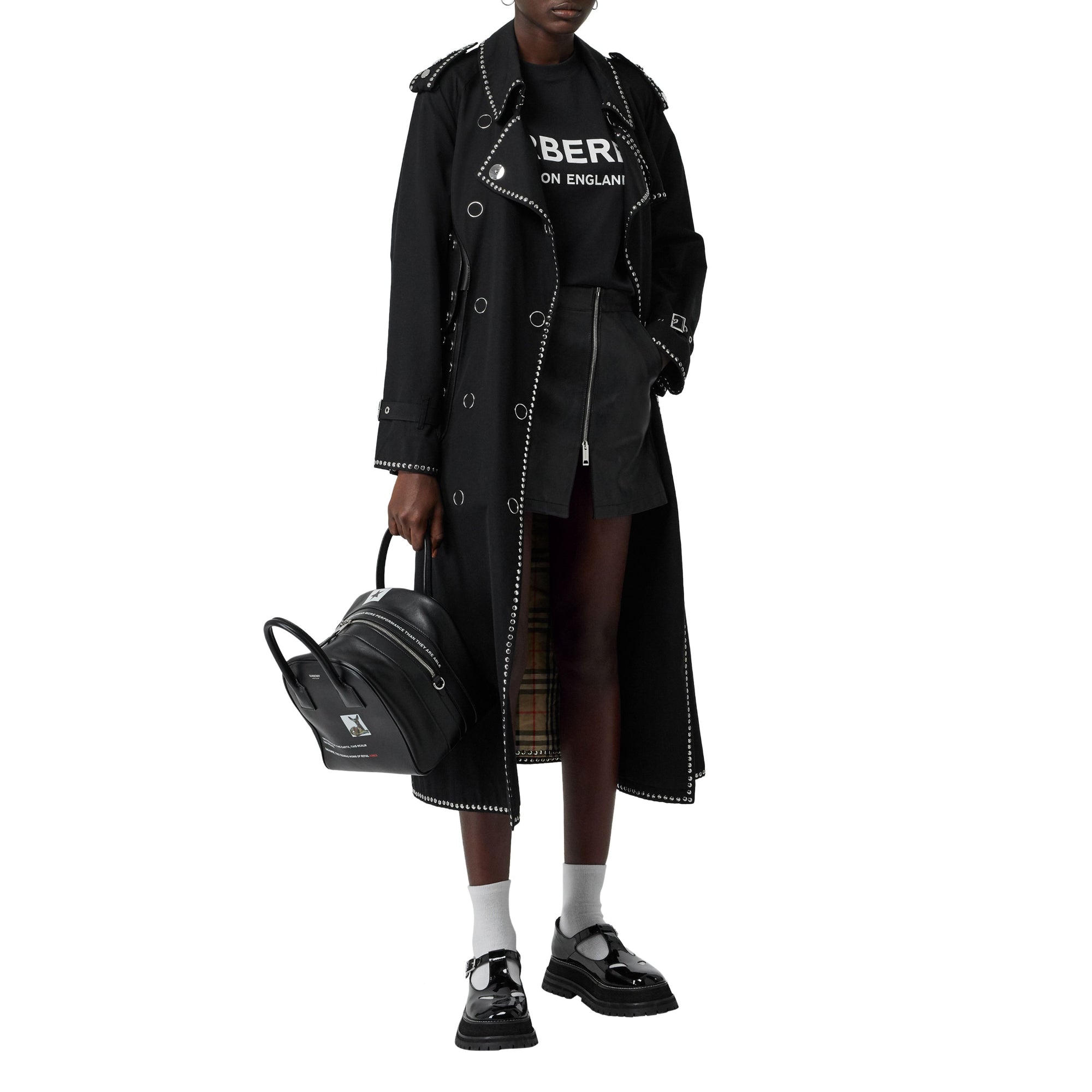 로고 프린트 코튼 티셔츠 블랙