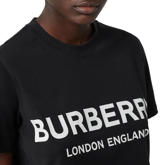 로고 프린트 코튼 티셔츠 블랙