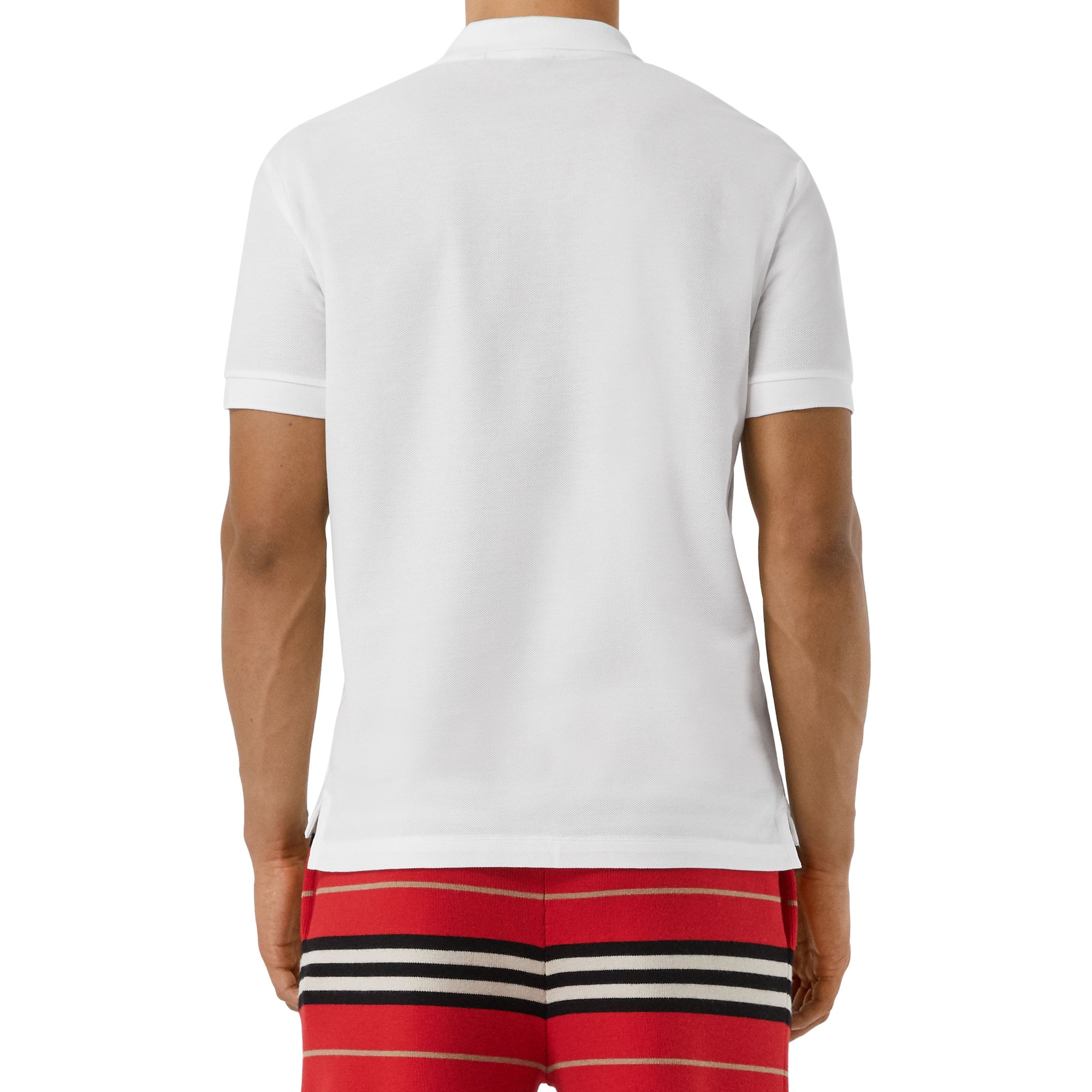 모노그램 모티프 코튼 피케 폴로셔츠 화이트