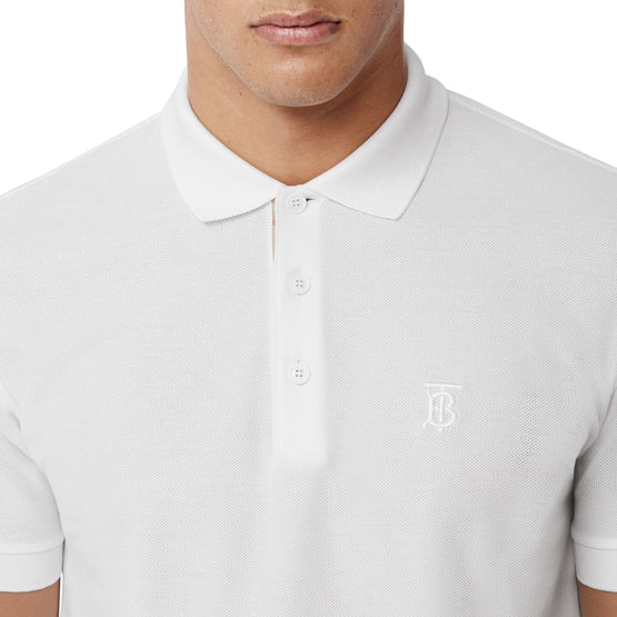 모노그램 모티프 코튼 피케 폴로셔츠 화이트