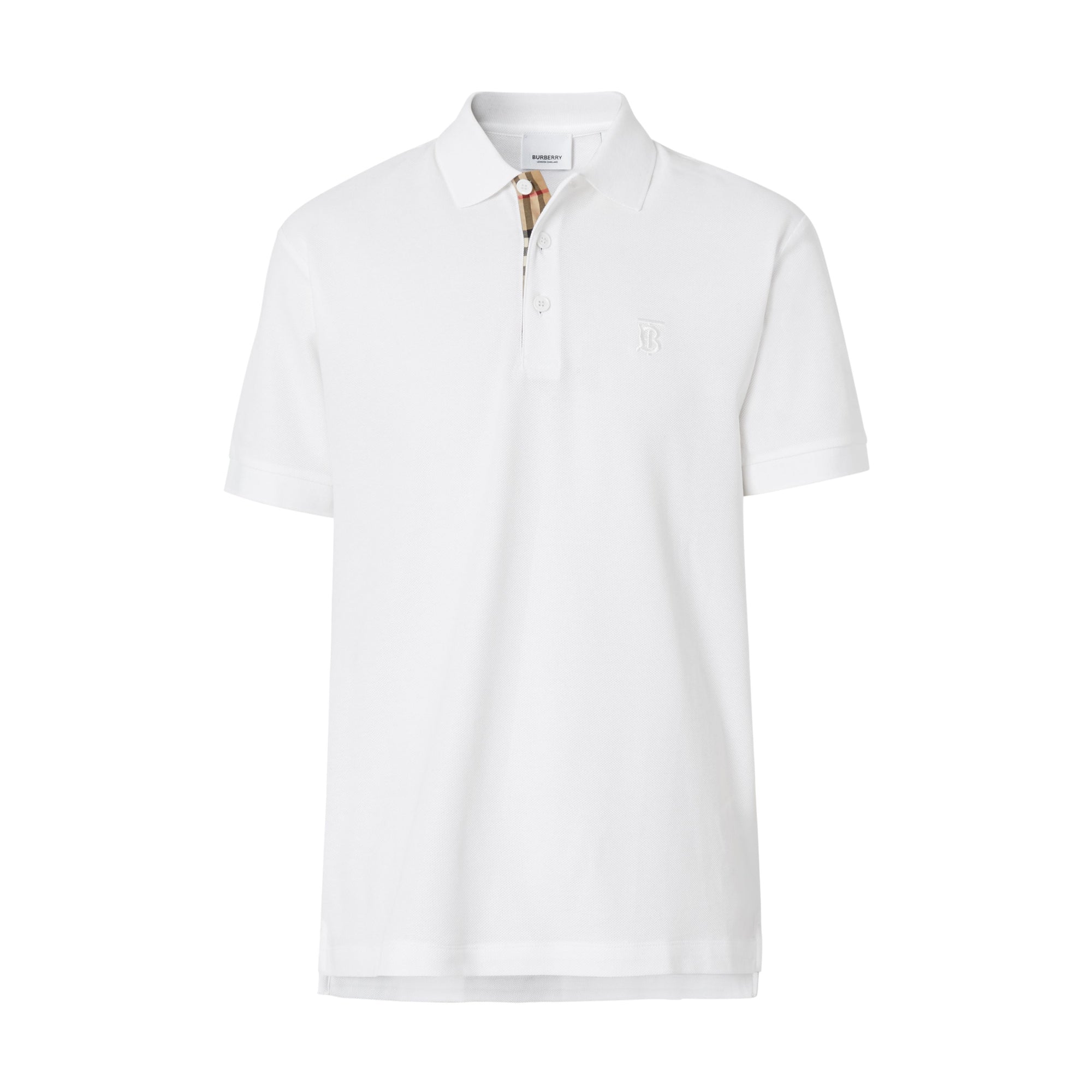 모노그램 모티프 코튼 피케 폴로셔츠 화이트