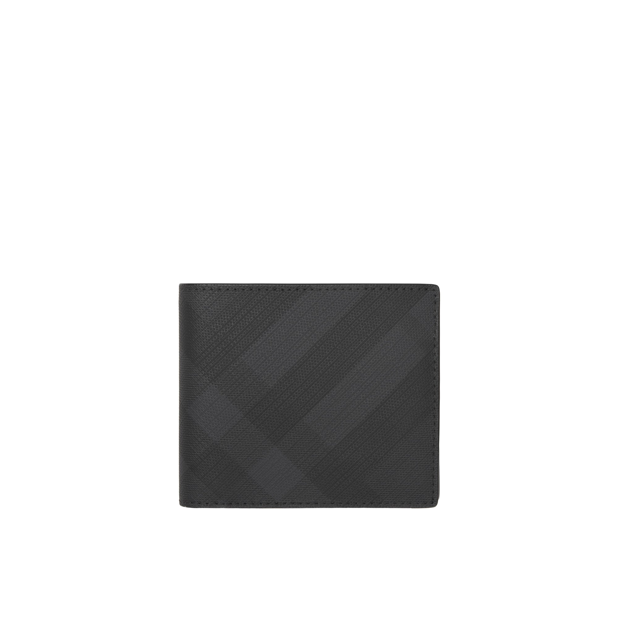 런던 체크 가죽 반지갑 다크 차콜