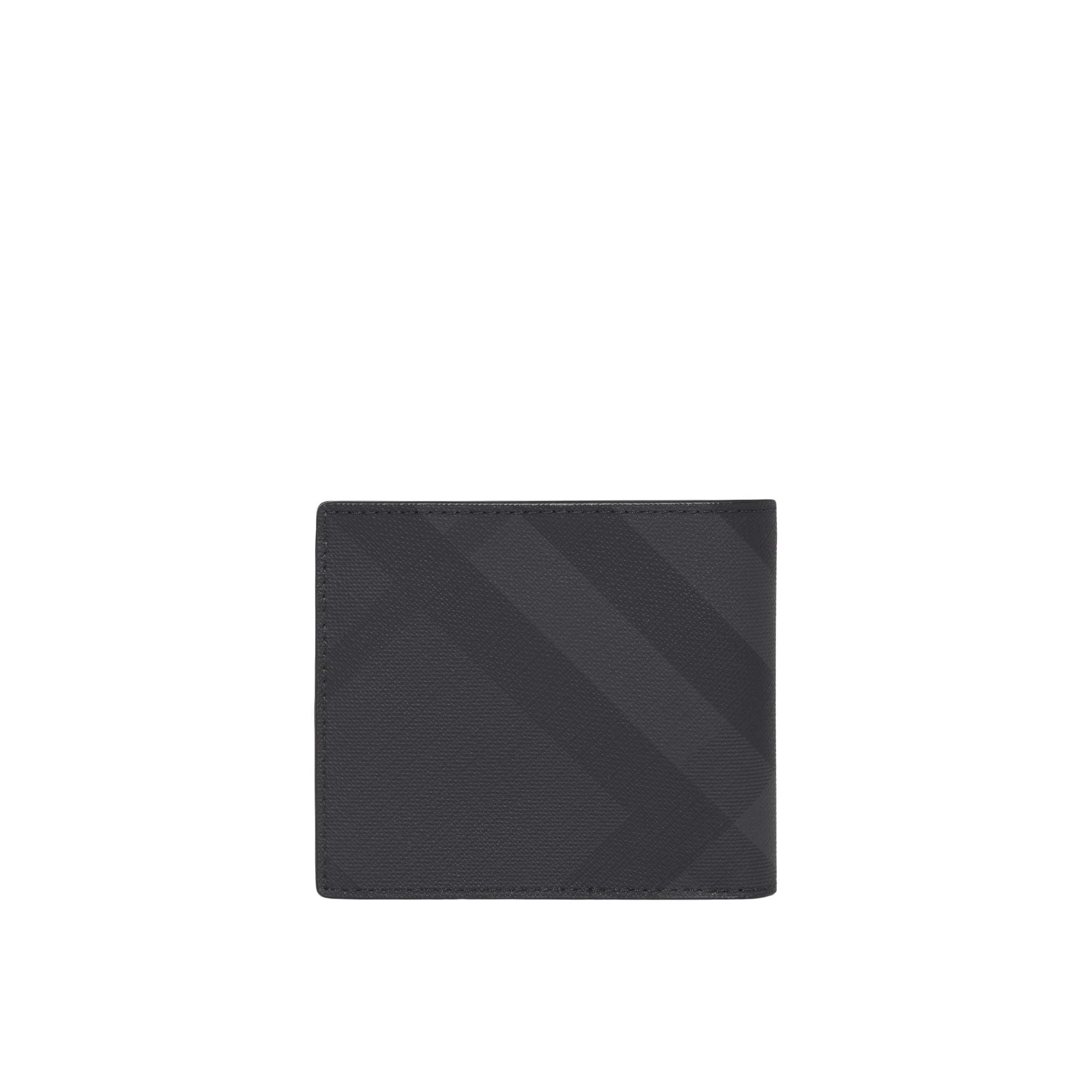 런던 체크 가죽 반지갑 다크 차콜