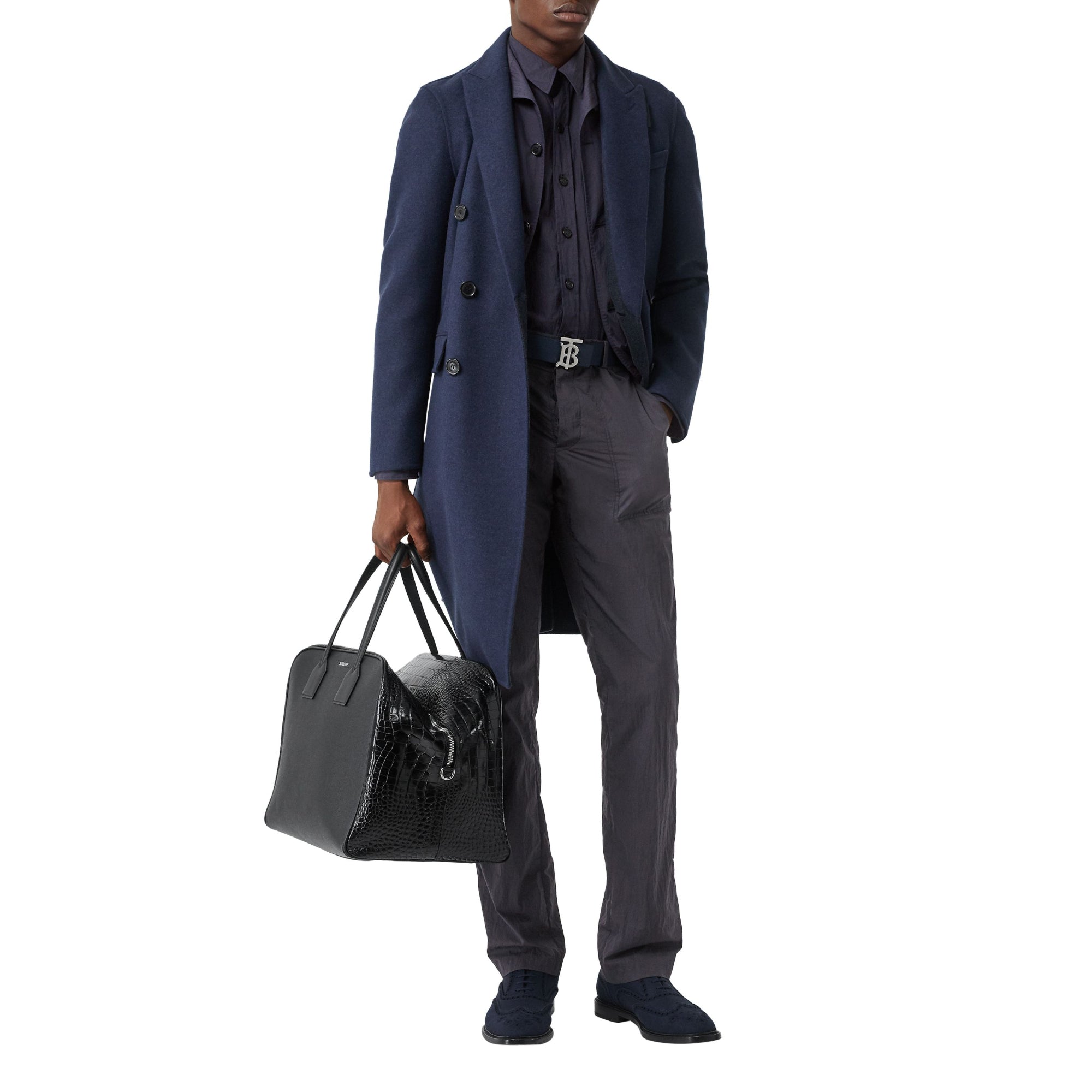 크링클 코튼 블렌드 테일러드 재킷 네이비