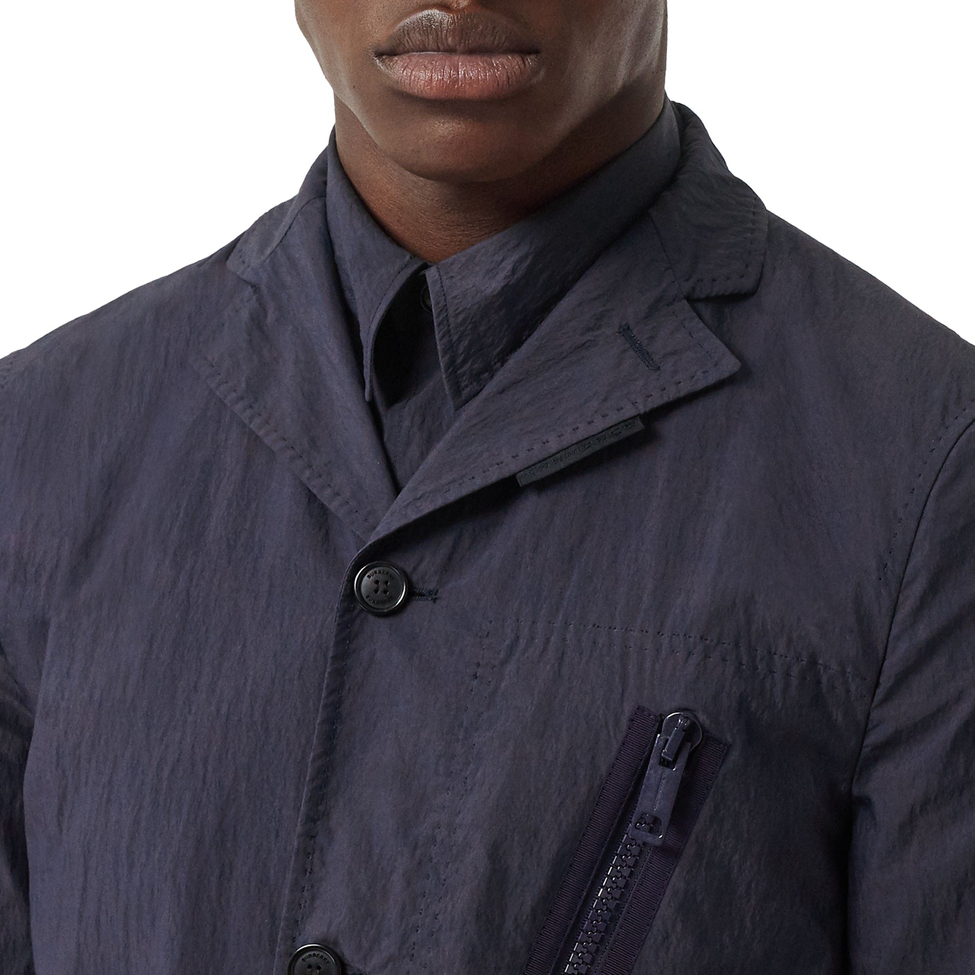 크링클 코튼 블렌드 테일러드 재킷 네이비