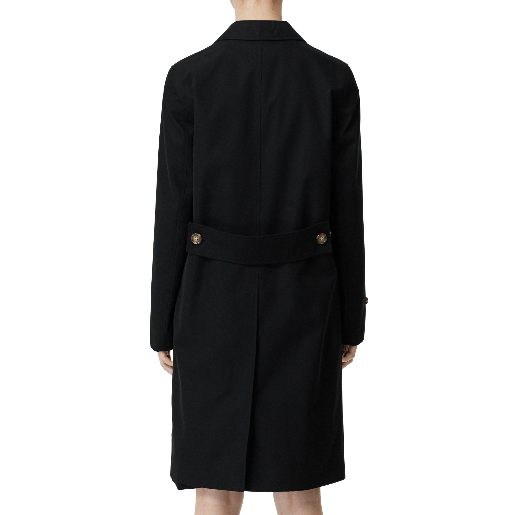 코튼 개버딘 랩 코트 블랙