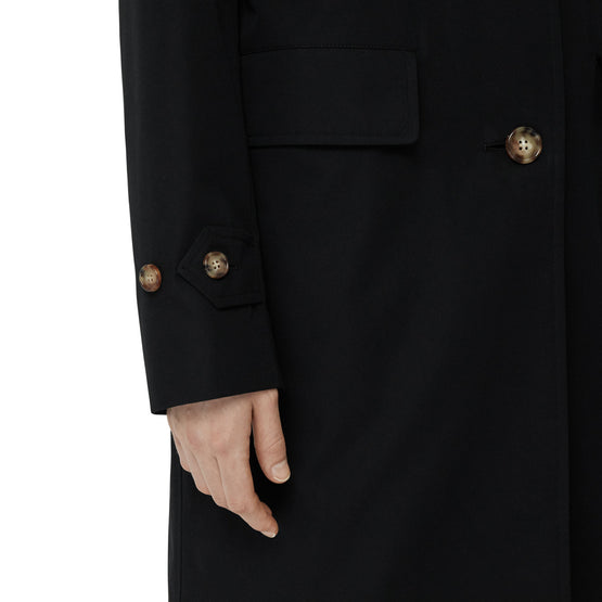 코튼 개버딘 랩 코트 블랙