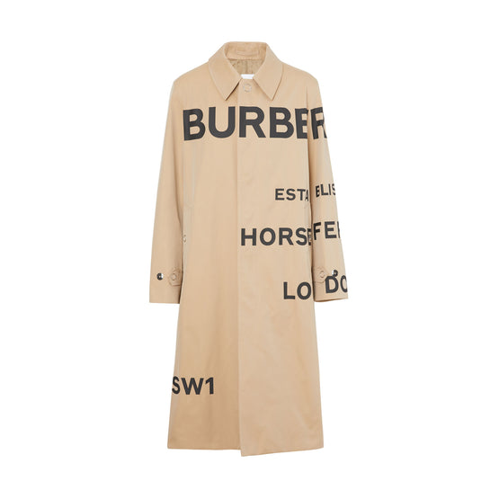 호스페리 프린트 코튼 개버딘 카 코트 허니