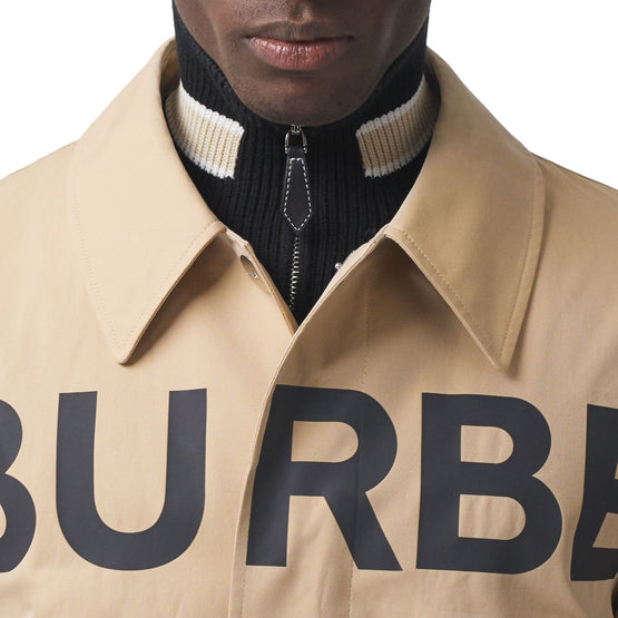 호스페리 프린트 코튼 개버딘 카 코트 허니