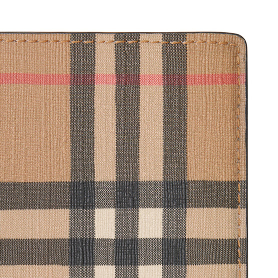 빈티지 체크 E 캔버스 반지갑 아카이브 베이지