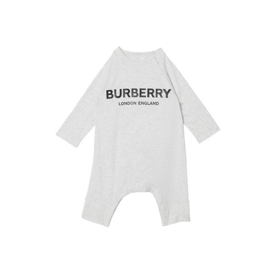 로고 프린트 코튼 3피스 베이비 선물 세트 화이트 멜란지