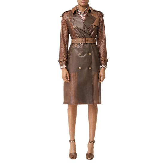 가죽 디테일 샤워프루프 트렌치코트 플랙시드