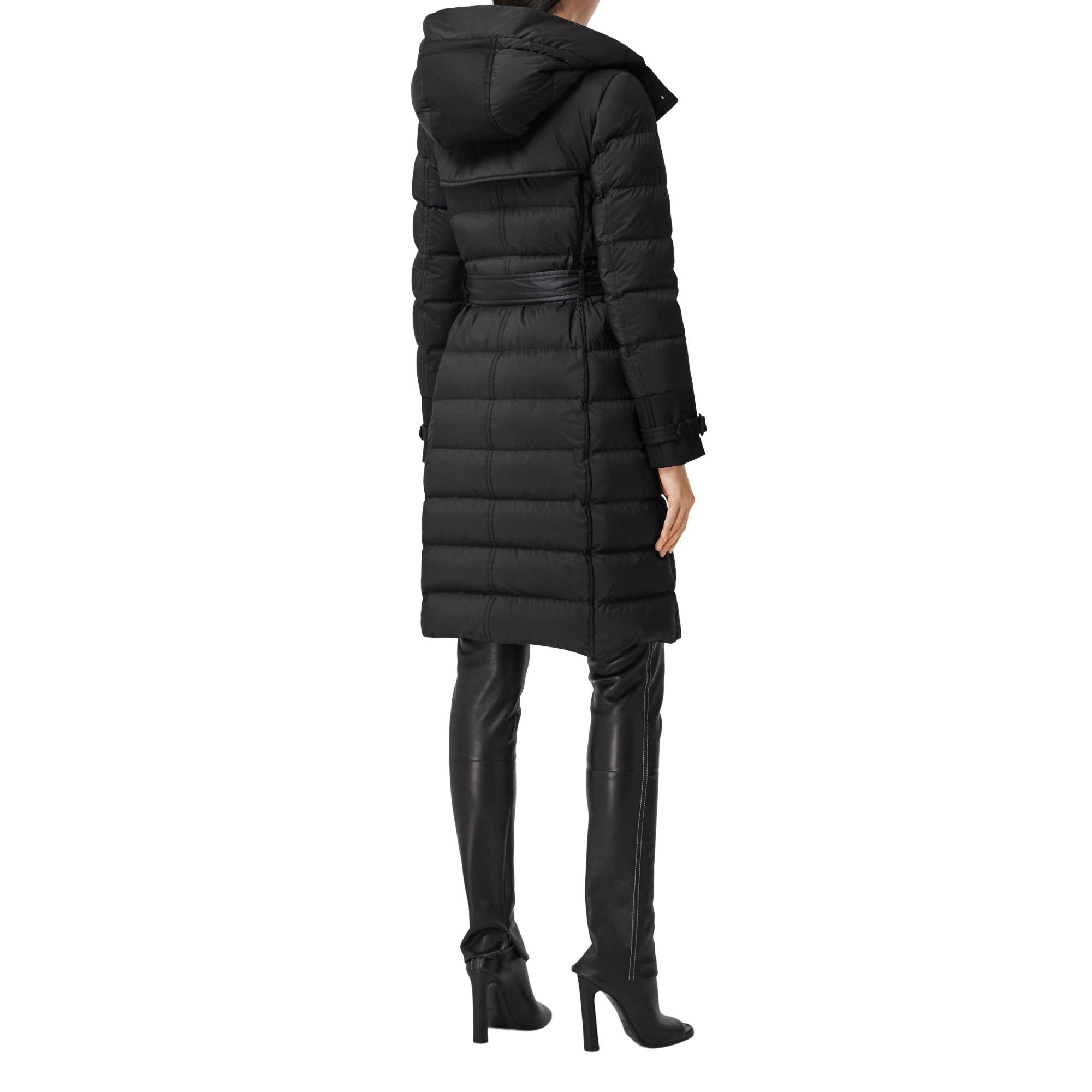 디태처블 후드 다운 코트 블랙