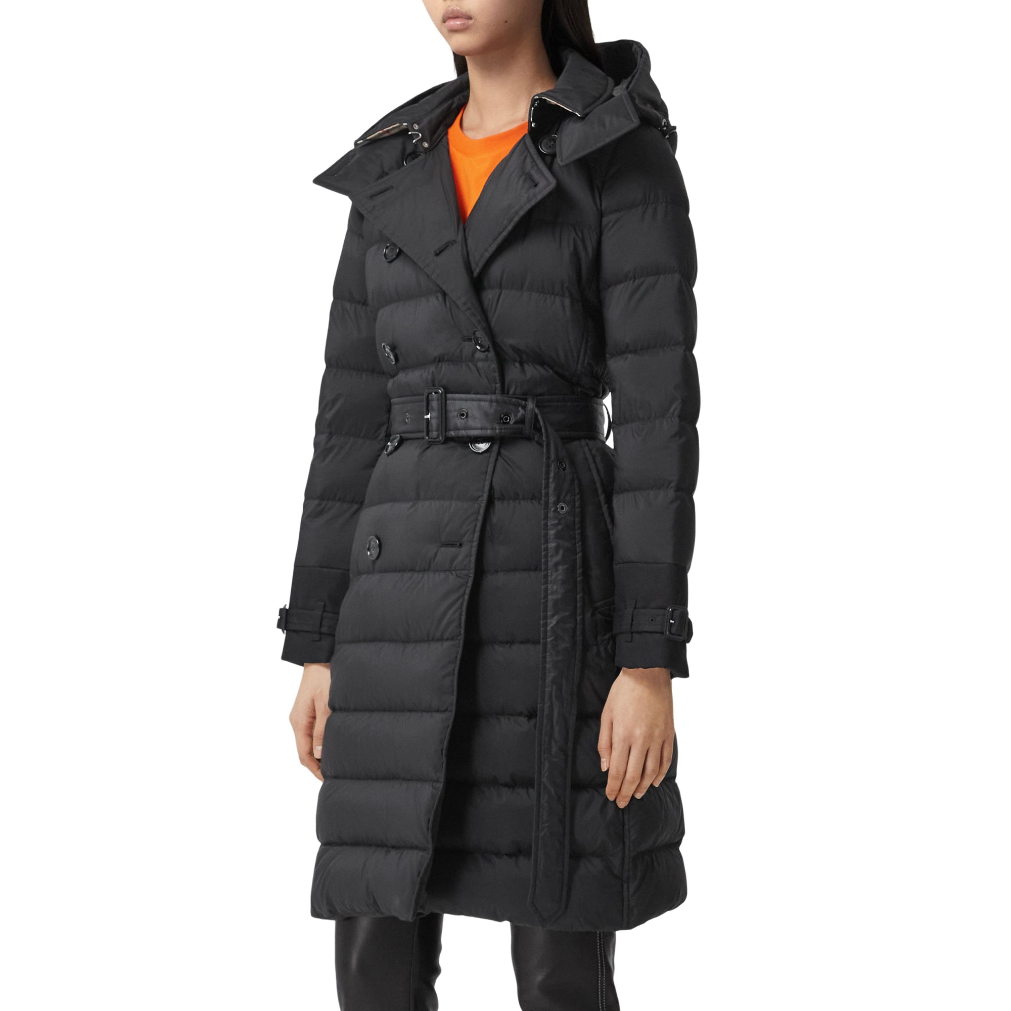 디태처블 후드 다운 코트 블랙