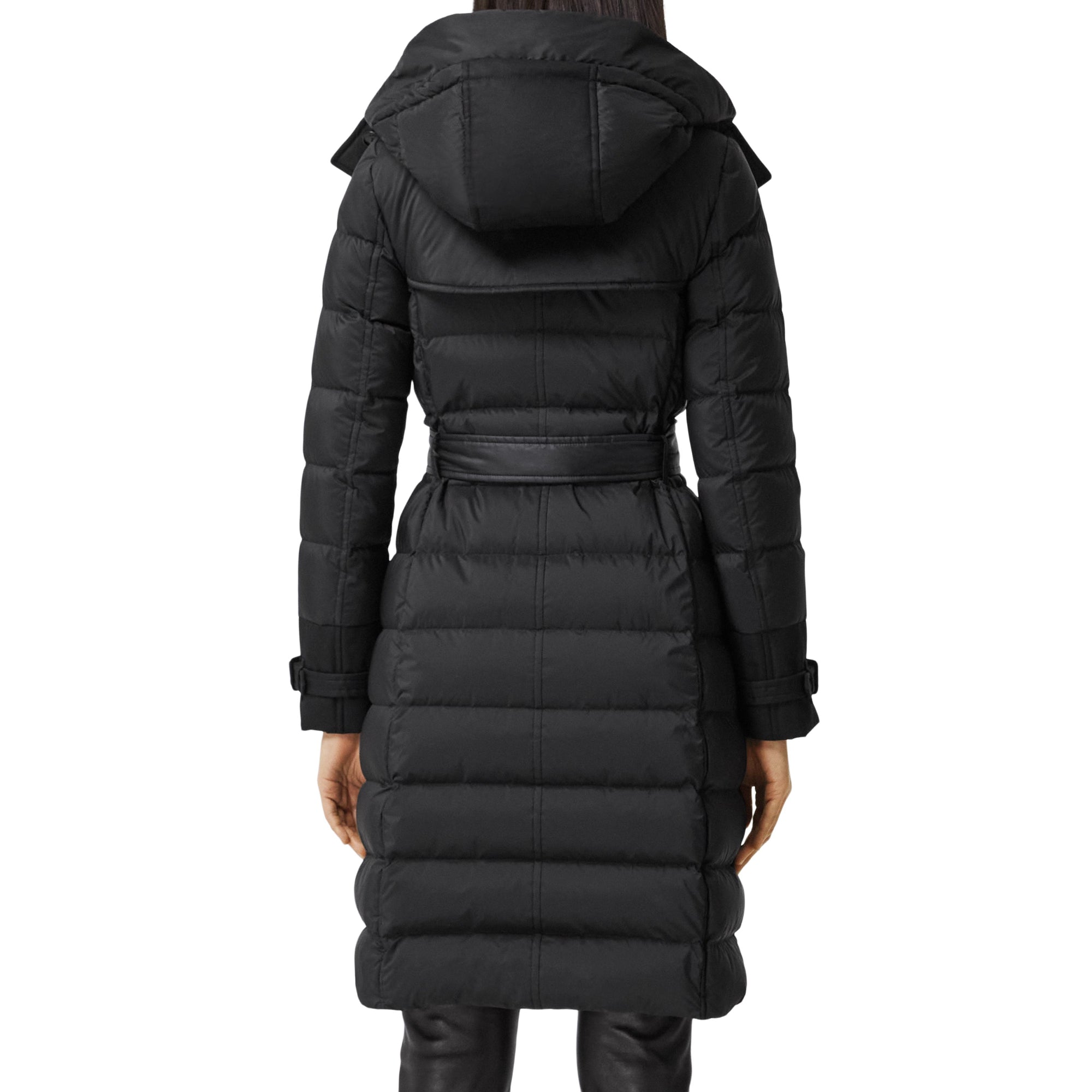 디태처블 후드 다운 코트 블랙