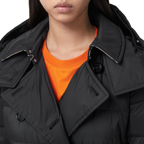 디태처블 후드 다운 코트 블랙