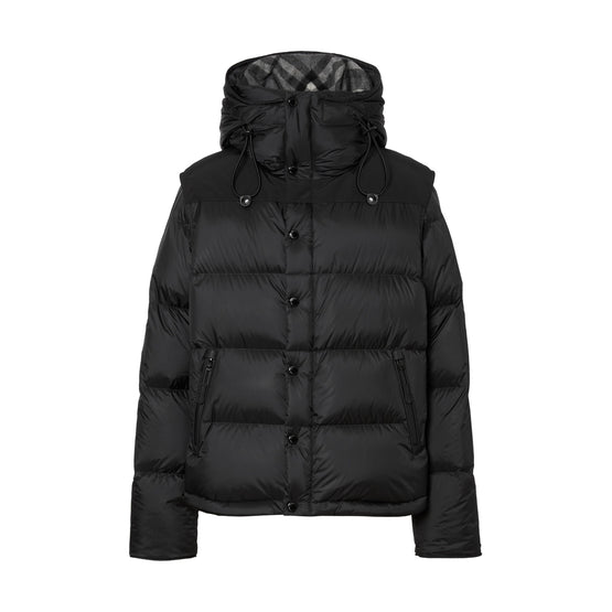 디태처블 슬리브 후드 패딩 재킷 블랙