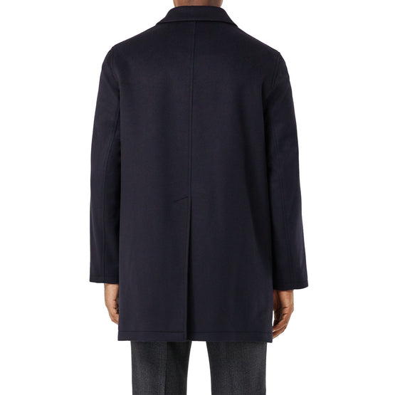 울 캐시미어 카 코트 네이비