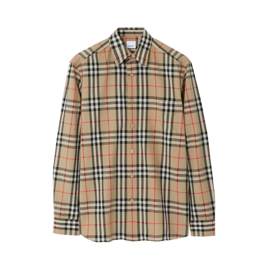 체크 코튼 셔츠 아카이브 베이지