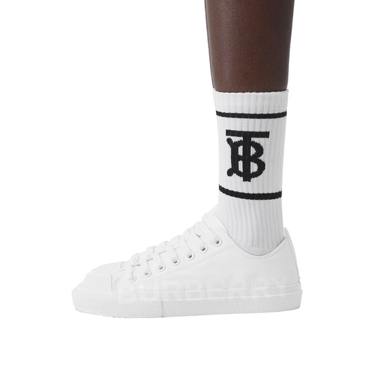 로고 프린트 코튼 개버딘 스니커즈 옵틱 화이트