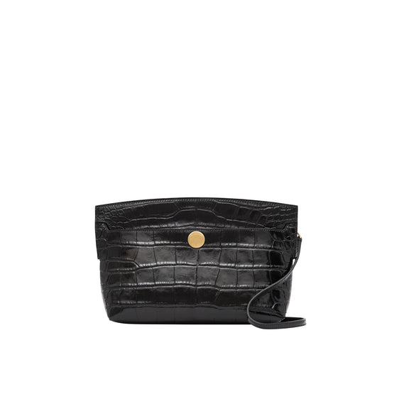 엠보싱 레더 소사이어티 클러치 블랙