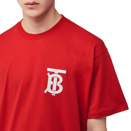 모노그램 모티프 코튼 오버사이즈 티셔츠 브라이트 레드