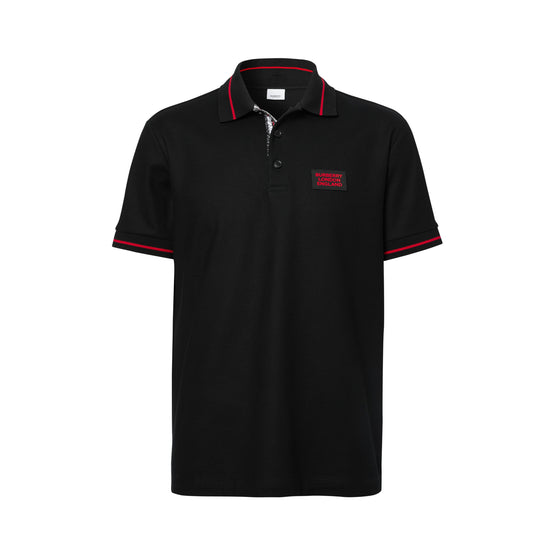 로고 아플리케 코튼 피케 폴로셔츠 블랙