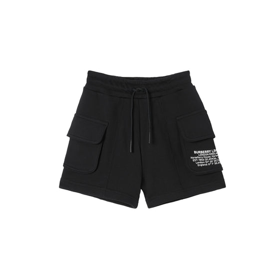 로케이션 프린트 코튼 드로스트링 쇼츠 블랙