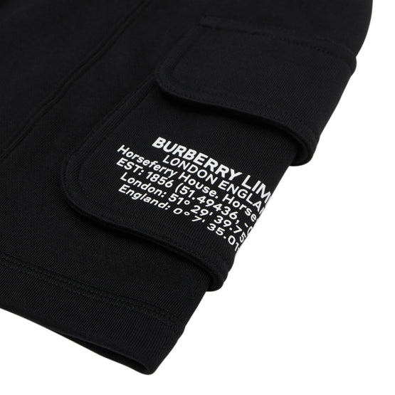 로케이션 프린트 코튼 드로스트링 쇼츠 블랙